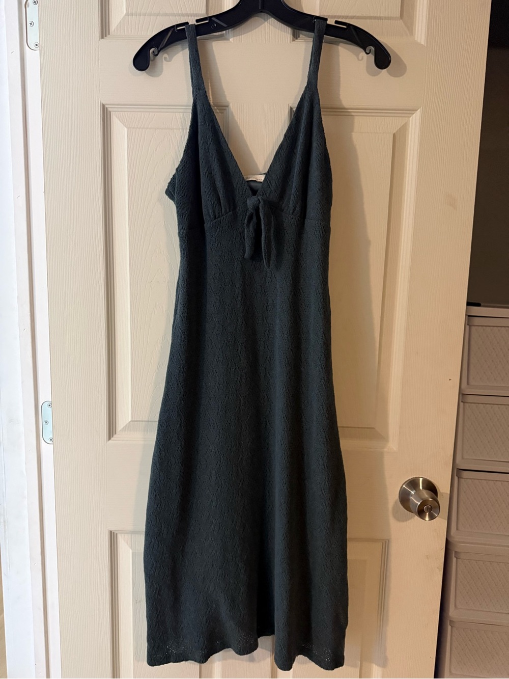 Knit Tie-Front Slip Dress in Deep Teal